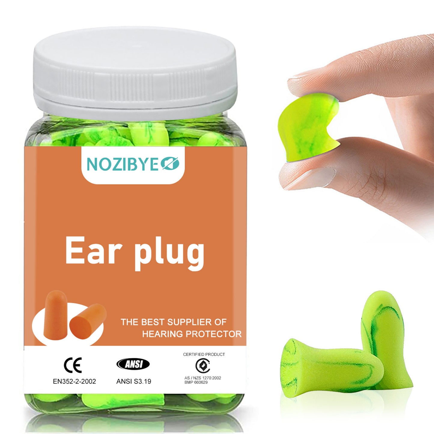Nozibye Ultra Soft Foam Earplugs, 60 Pieces (30 Pairs) - 38dB SNR Noise Cancelling Ear Plugs for Sleeping, Shooting, Snoring, Studying, Concerts, Work, Loud Sound Reduction