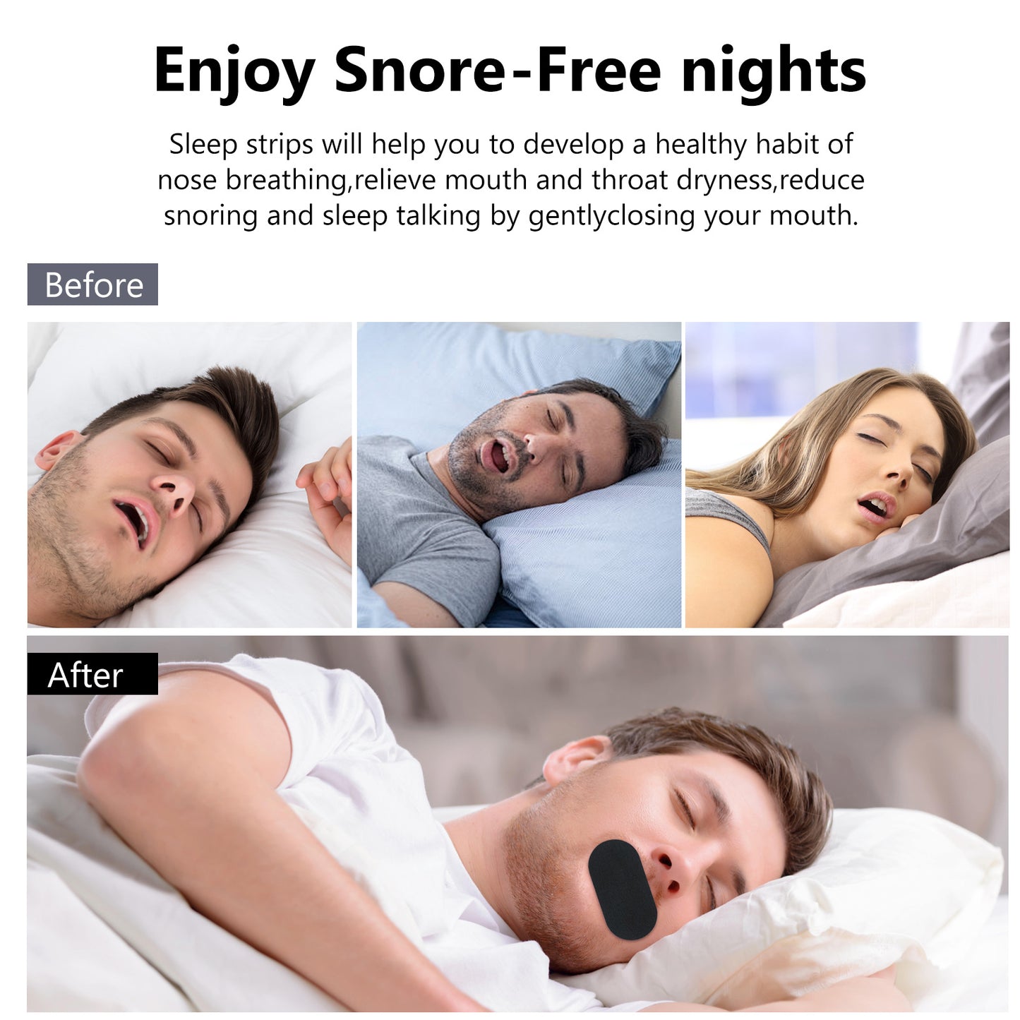 Premium Mouth Tape for Sleeping - 60 Pcs Cotton Gentle Hypoallergenic Mouth Tape, Anti-Snore Mouth Breathing Tape for Women and Men