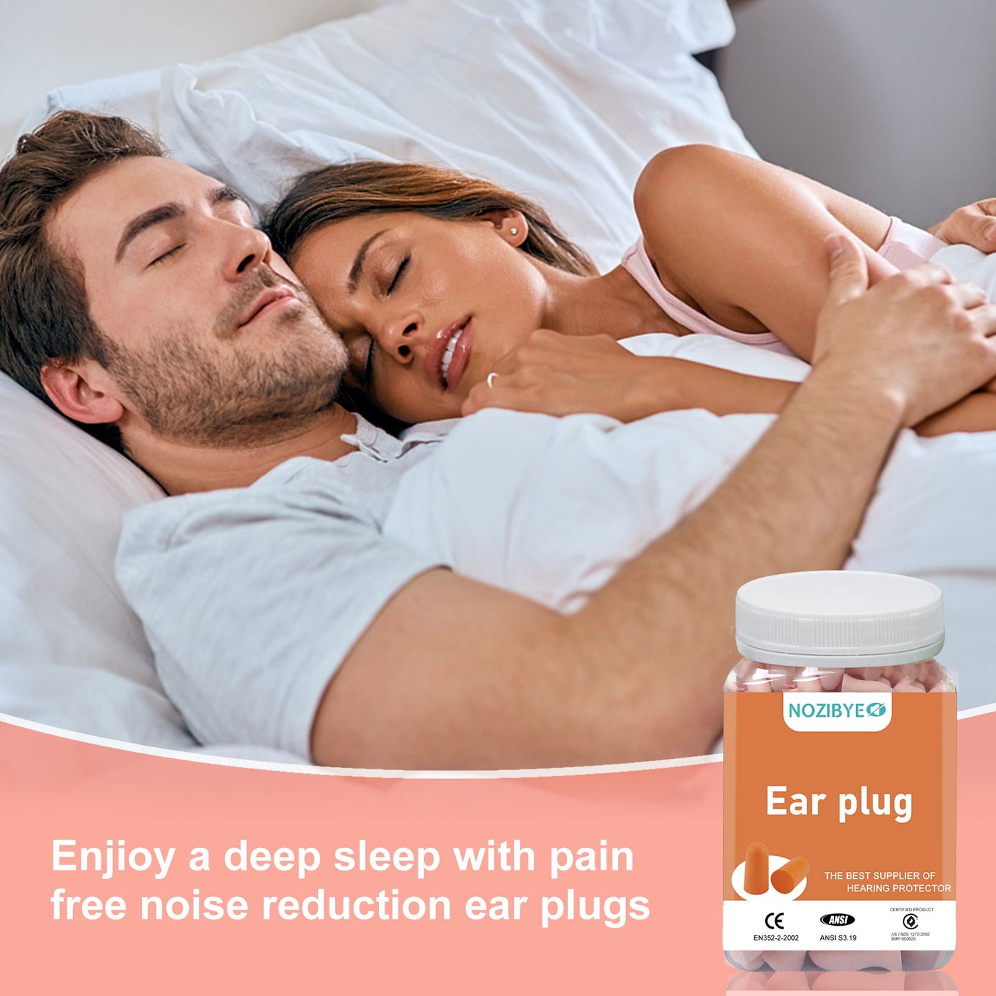 Nozibye Ultra Soft Foam Earplugs, 60 Pieces (30 Pairs) - 38dB SNR Noise Cancelling Ear Plugs for Sleeping, Shooting, Snoring, Studying, Concerts, Work, Loud Sound Reduction