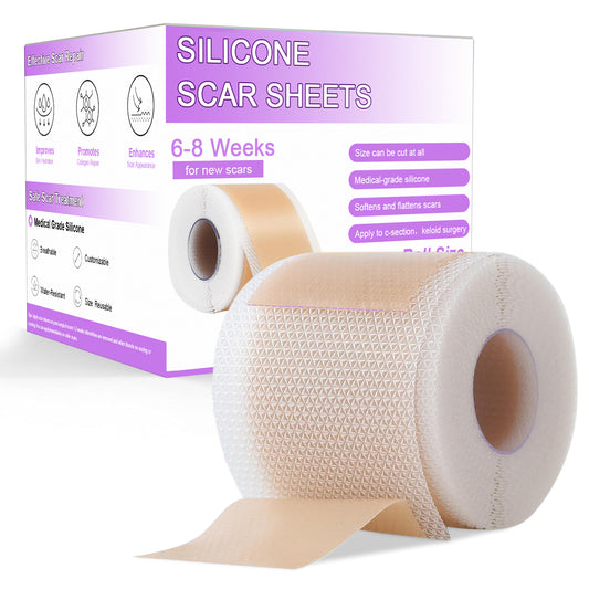 Nozibye Medical Grade Silicone Scar Sheets & Tape Roll for Keloids & Old Scars - Perforated Strips Every 6cm, No Scissors Needed | 4x300cm Large Roll | Reusable & Washable | Fades C-Section, Surgery, Burn, Acne Scars