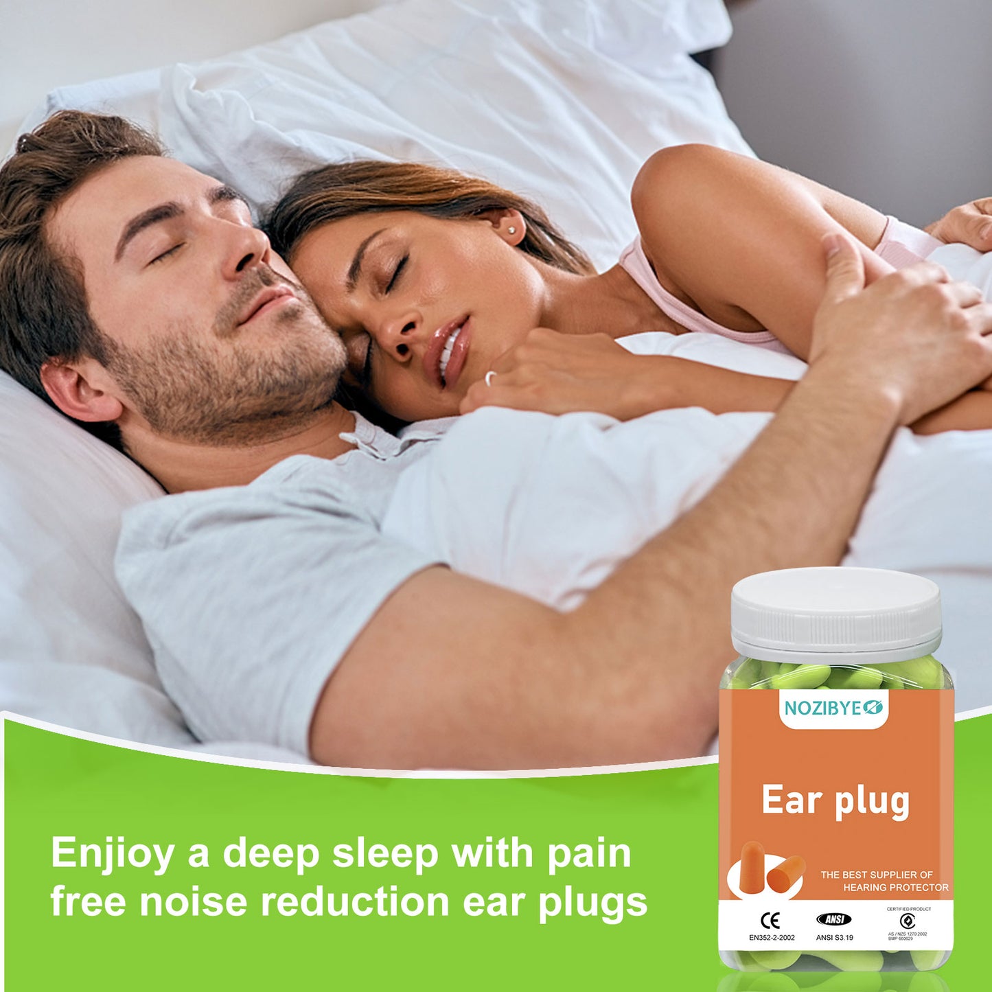 Nozibye Ultra Soft Foam Earplugs, 60 Pieces (30 Pairs) - 38dB SNR Noise Cancelling Ear Plugs for Sleeping, Shooting, Snoring, Studying, Concerts, Work, Loud Sound Reduction